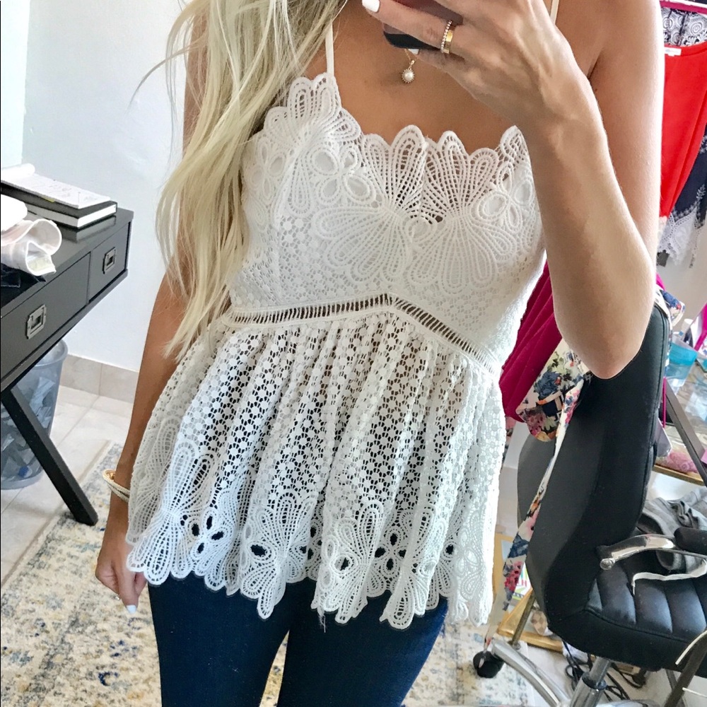 Embroidered White Tank Top
